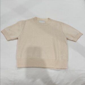 Zara Kids Beige Short Sleeve knitted Top